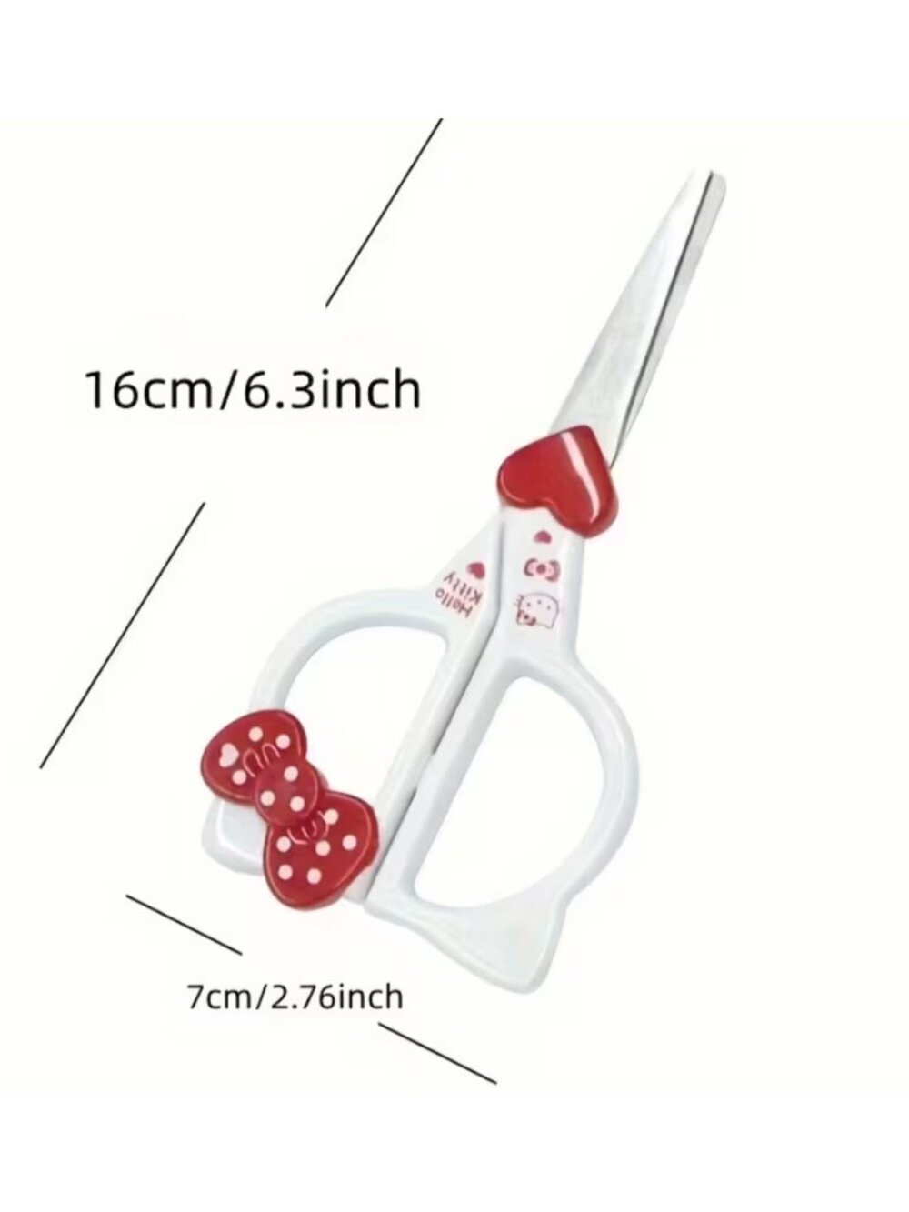 Hello Kitty Small Scissors Cute Heart Bow Handle Stainless Steel School Office - Picture 3 of 5